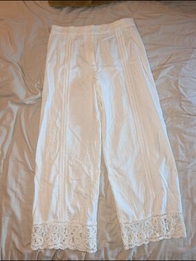 Zara White Linen Cotton Pants